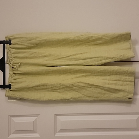 Requirements Pants - Requirements Linen Rayon Cropped Pants Size XL Green